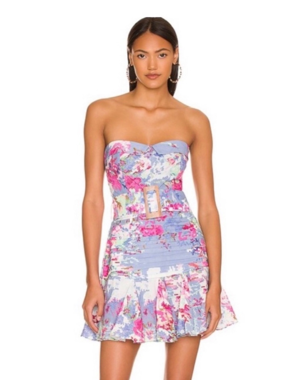 Hemant and Nandita - Worn Once
Floral Strapless Mini Dress with Belt